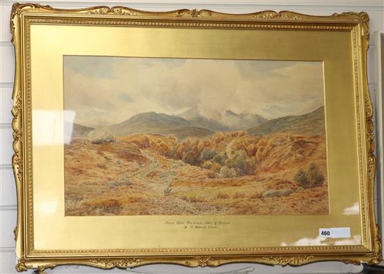 Herbert Moxon Cook, watercolour, Near Glen Sanox, Isle of Arran, signed and dated 1880 39 x 66cm